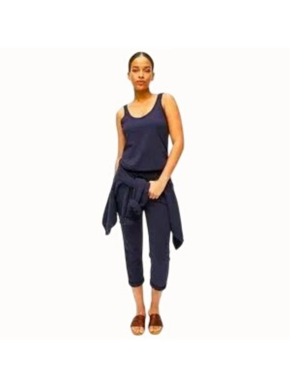 Michael Stars Navy Blue Sleeveless Drawstring Waist Jumpsuit Women's Size S - Picture 2 of 7